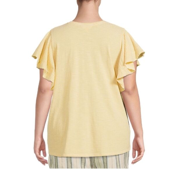 Plus Size Flutter Sleeve Knit Top Shirt T-Shirt Blouse Size 2X - Picture 5 of 6